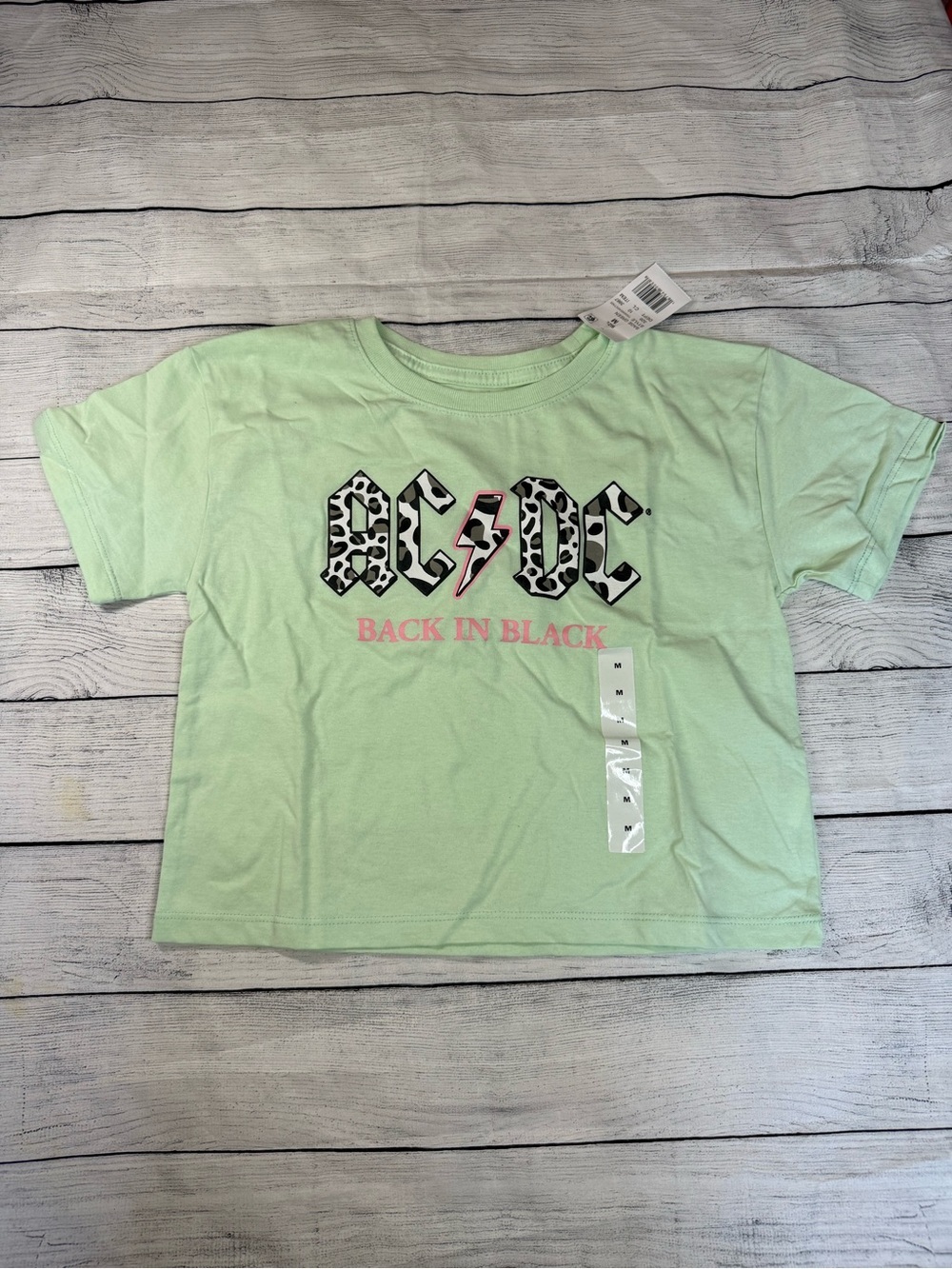 AC/DC Mint Green girls Graphic Tee with Pink Accents size M